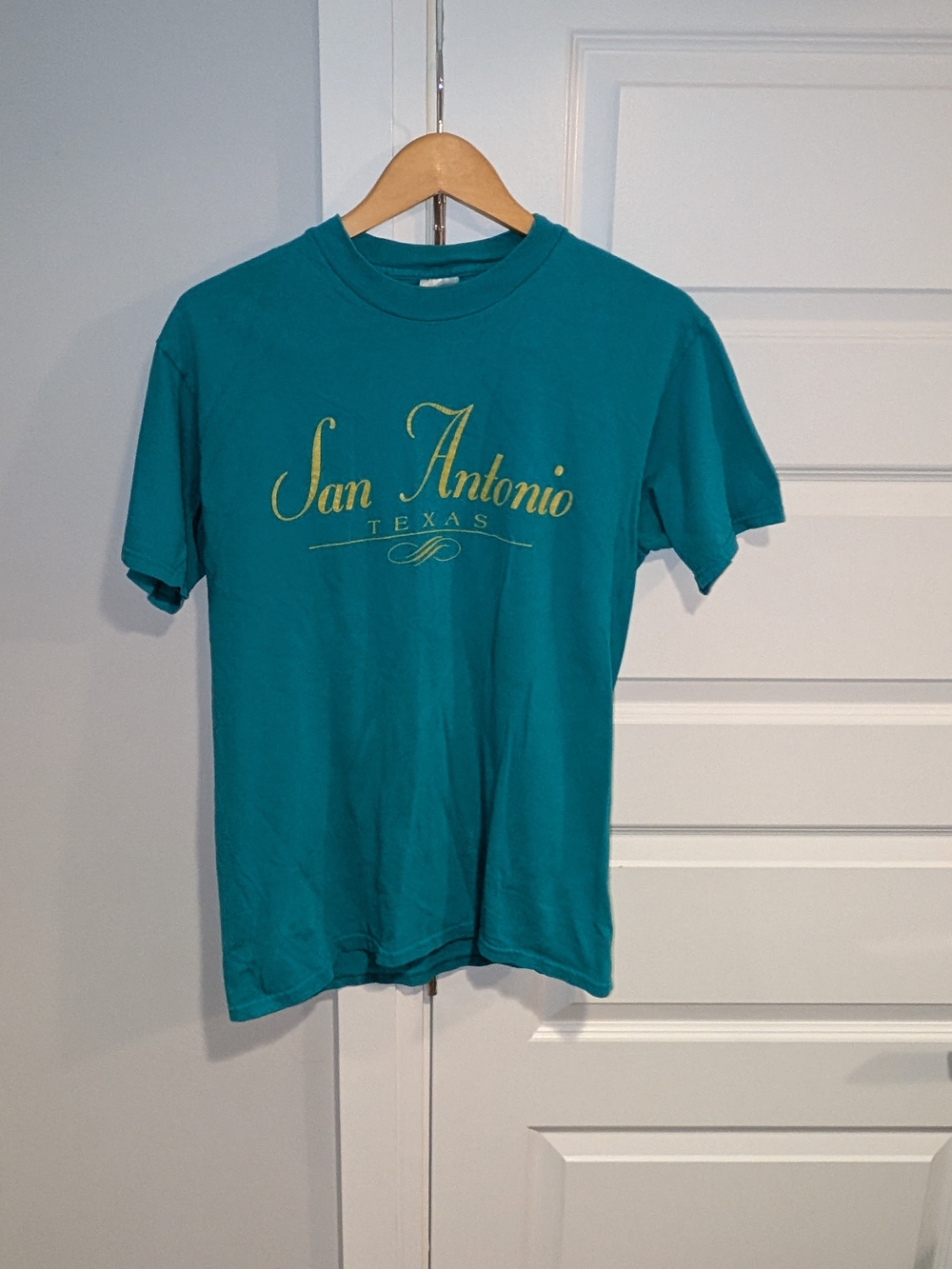 Vintage San Antonio Texas Script Teal Graphic Tee